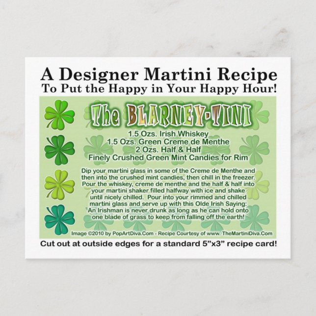 Carte à recette Martini de la Saint Patrick de Bla (Devant)