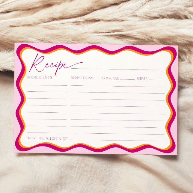 Carte à recettes rose et orange Fête des mariées W (Créateur téléchargé)