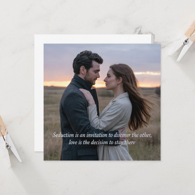 Carte A romantic sunset photograph love & séduction (Devant/Arrière en situation)