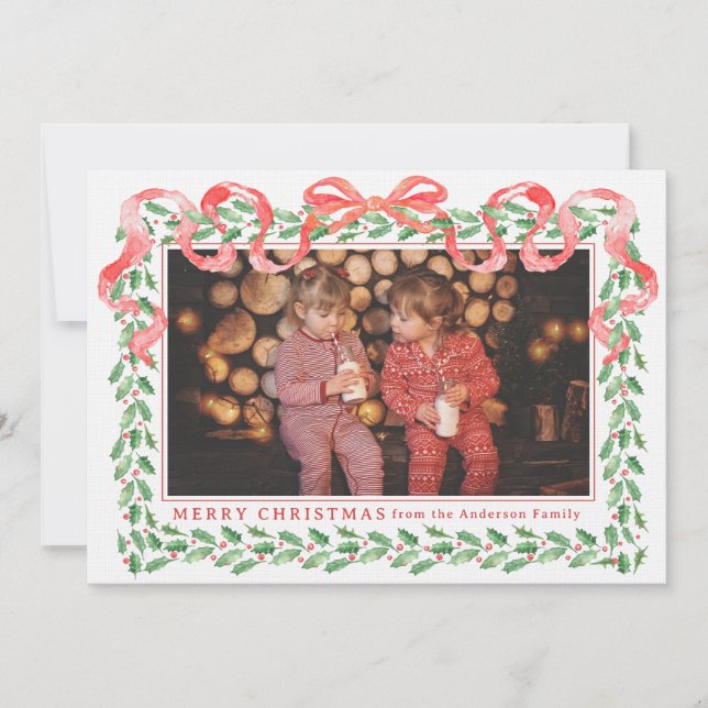 Carte à ruban Holly Christmas Grandmillennial (Devant)