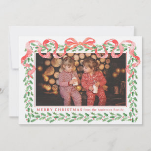Carte à ruban Holly Christmas Grandmillennial