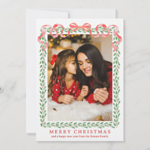 Carte à ruban Holly Christmas Grandmillennial