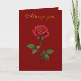 Carte A Single Red Rose With Morning Dew 