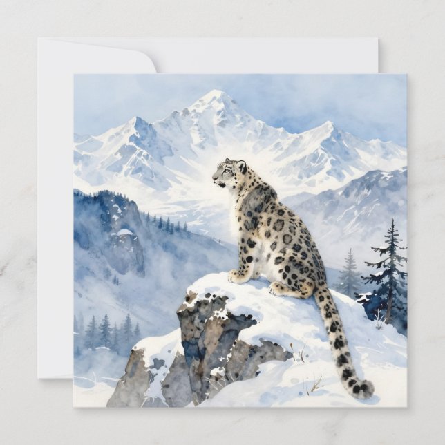 Carte A Snow Leopard on Snowy Peak (Devant)