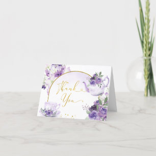Carte à thé à Fête des mariées florale violet plié
