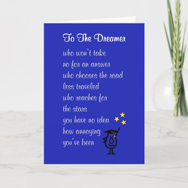 Carte À The Dreamer - un poème drôle de diplôme universi (Devant)