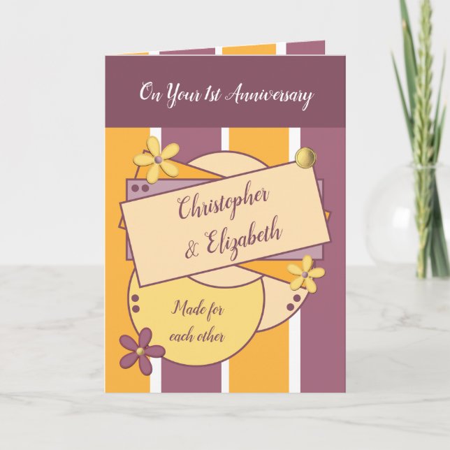 Carte A ton 1er Anniversaire fait l'un pour l'autre viol (Devant)