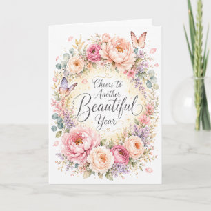 Carte À une autre belle année Fleur d'anniversaire C