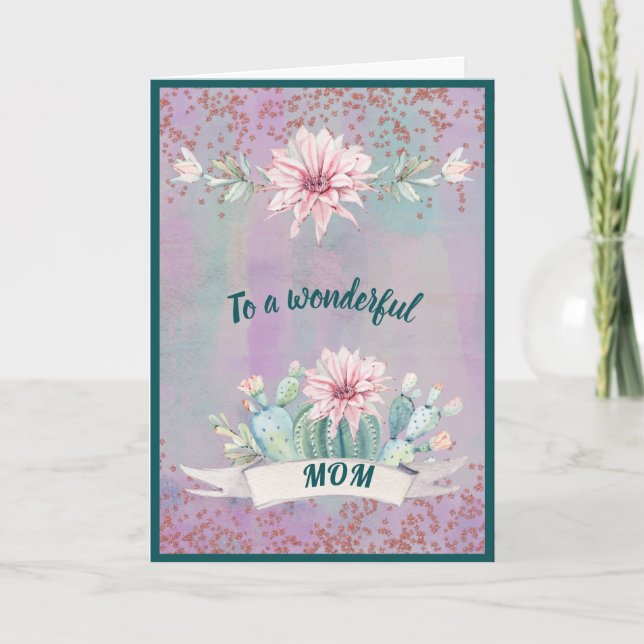 Carte À Une Merveilleuse Mère Aquarelle Cactus (Devant)