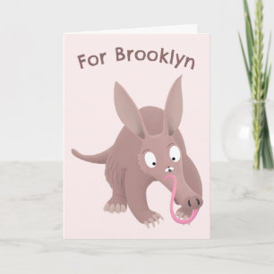 Carte Aardvark mignon et drôle anniversaire personnalisé