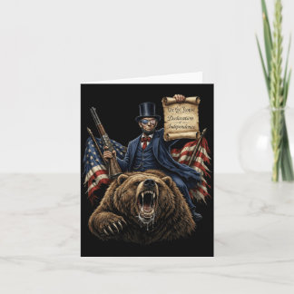 Carte Abe Lincoln chevauchant un ours avec déclaration d