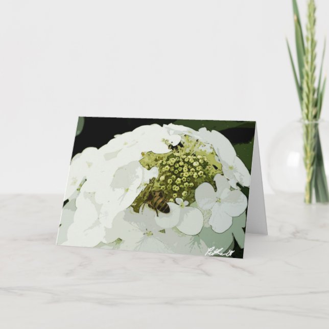 Carte Abeille au travail blanche (Devant)