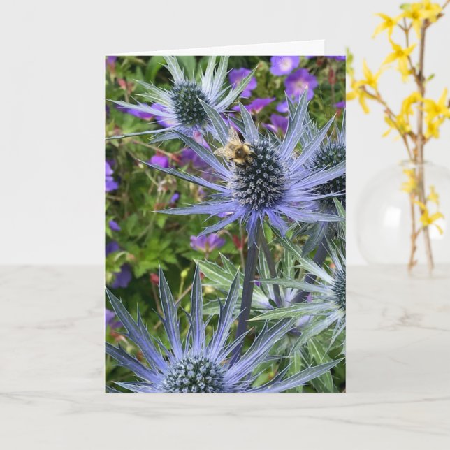 Carte Abeille et fleurs pourpres, Seattle, WA (Fleur jaune)