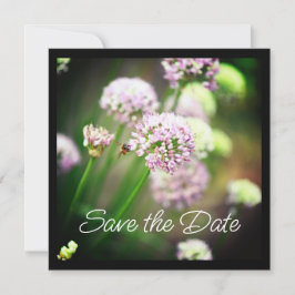 Carte Abeille heureuse avec des fleurs d'Allium diagonal