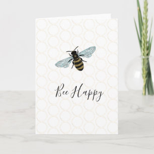 Carte Abeille Heureuse Bourdon et Nid d'Abeille Doré