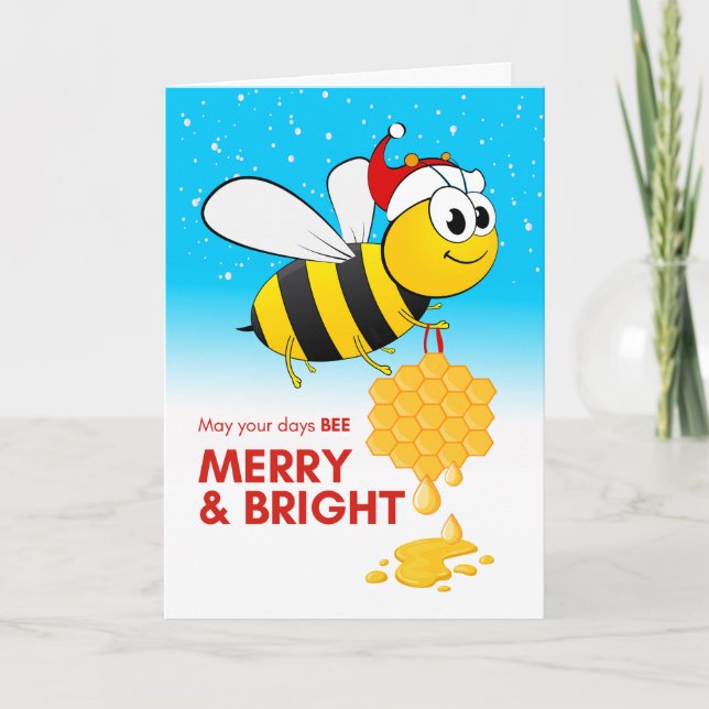 Carte Abeille Joyeuse et Abeille mignonne brillante avec (Devant)