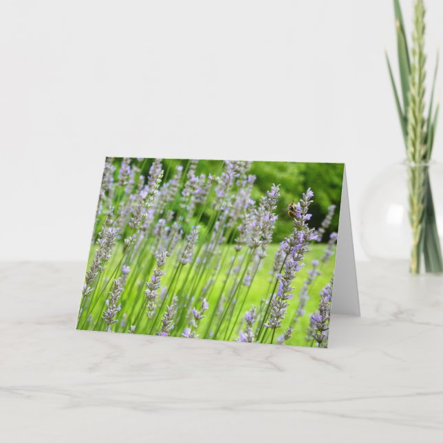 Carte Abeille sur Lavender Summer Floral (Devant)