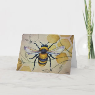 Carte Abeille vintage no 1 et Aquarelle Honeycomb