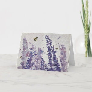 Carte Abeilles aquarelles en lavande