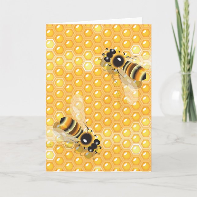 Carte Abeilles de miel sur un Motif de nid d'abeille (Créateur téléchargé)