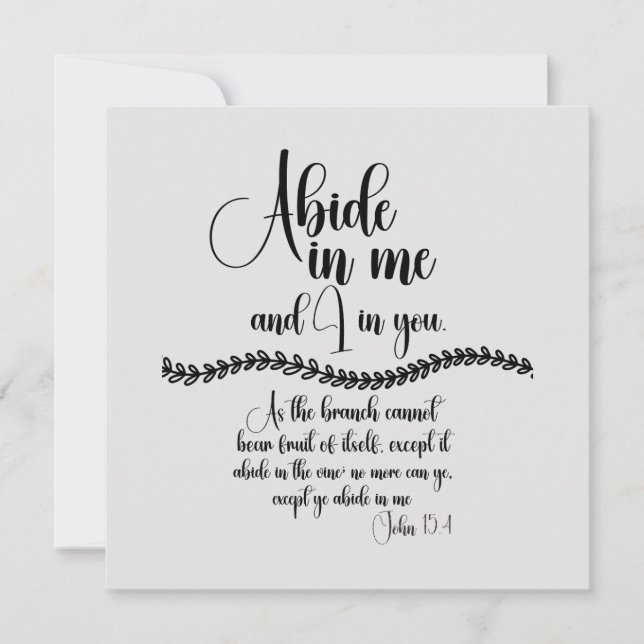 Carte Abide in Me Bible Verse (Devant)