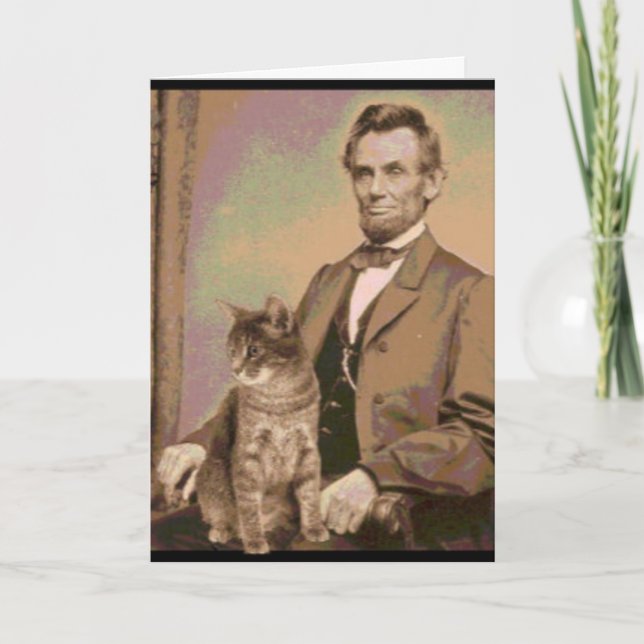 Carte Abraham Lincoln et son chat "Dixie" (Devant)