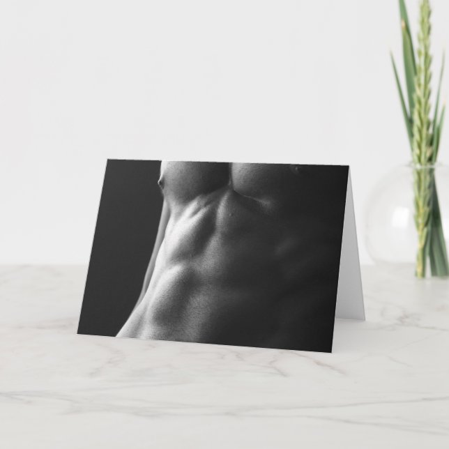 Carte Abs in Grey Hot Guy Greetings Card (Devant)