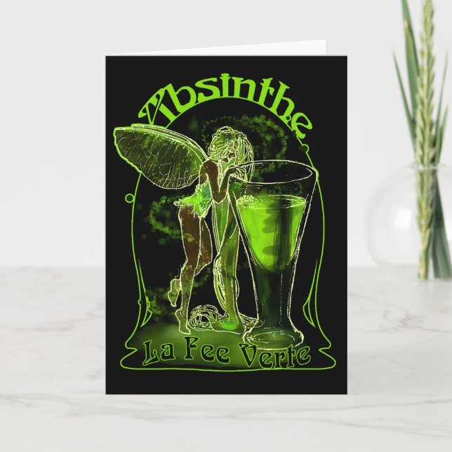 Carte Absinthe La Fee Verte Fée Avec Verre (Devant)