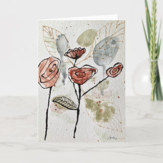 Carte Abstract Floral Watercolordoodle Card