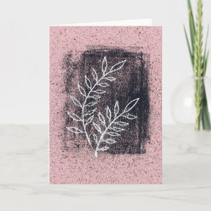 Carte Abstract White Twig on Pink and Black Painting