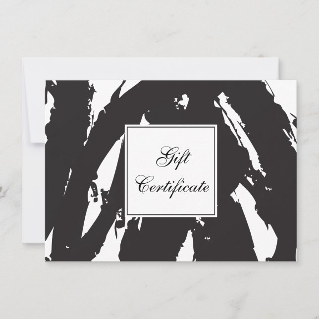 Carte Abstrait Black Brushstrokes Certificat cadeau (Devant)