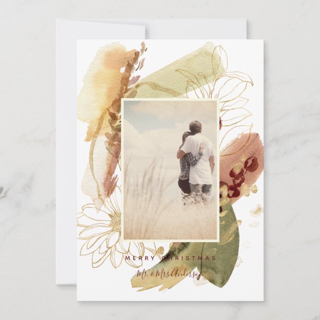 Carte Abstrait Floral Joyeux Noël Couple de Noël (Devant)