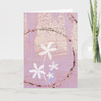 Carte Abstrait rose et fleurs, Anniversaire