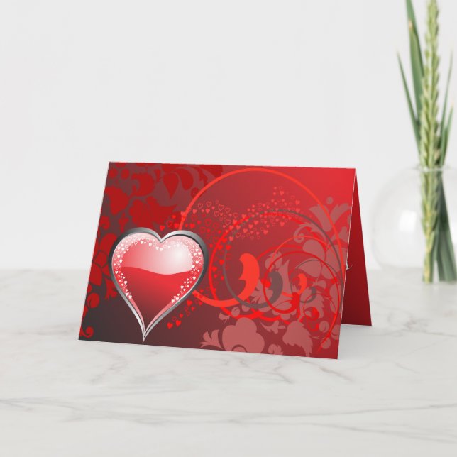 Carte Abstraite de Saint-Valentin Red Heart (Devant)