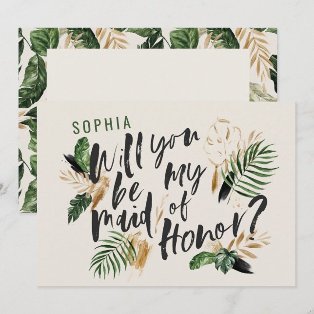 Carte Abstraite femme d'honneur tropicale (Devant / Derrière)