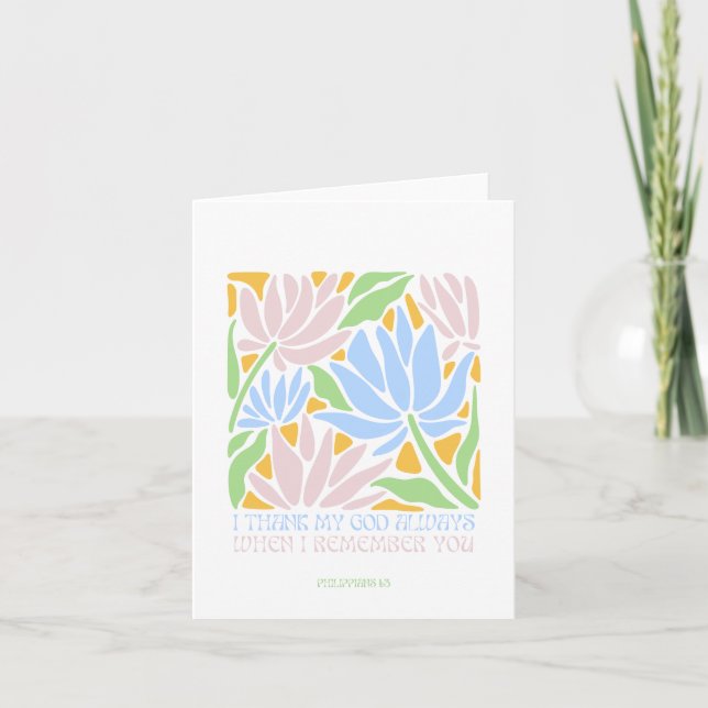 Carte Abstraite Floral Card Bible Verse Card Merci (Devant)