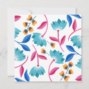 Carte Abstraite Florale rose/bleu clair
