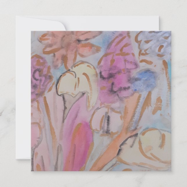 Carte Abstraite Pastel Floral Flat (Devant)