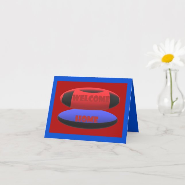 Carte accueil design rouge marine bleu avec mots (Petite plante)