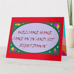 Carte Accueil salutations art design rouge violet