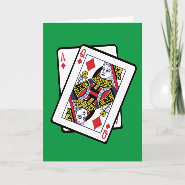 Carte Ace & Queen of Diamonds 21e anniversaire Né en 200 (Devant)