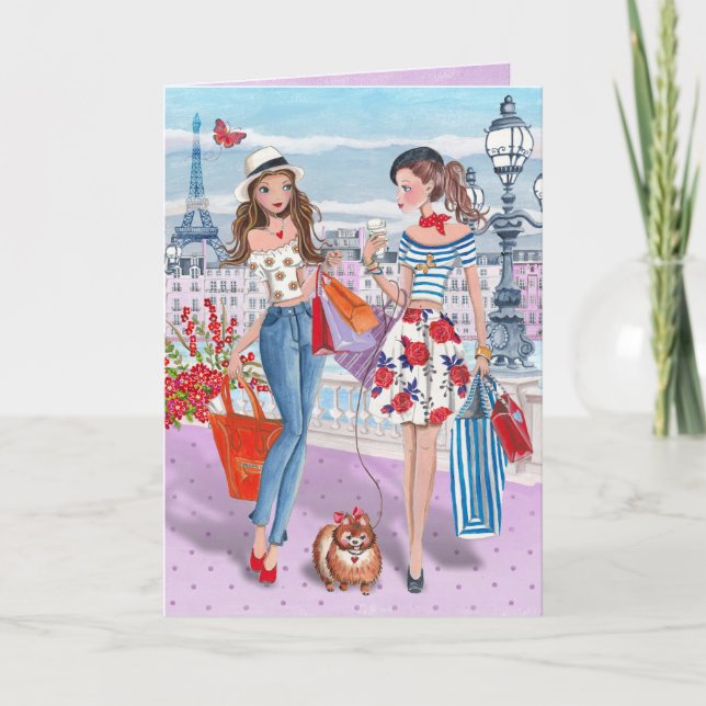 Carte Achats élégants de lila dans l'anniversaire des (Devant)