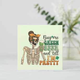 Carte Acheter Me Bière Verte - Squelette   Saint Patrick