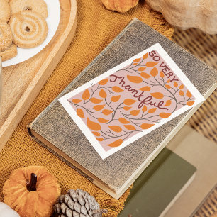 Carte Action de grâce feuilles orange très reconnaissant