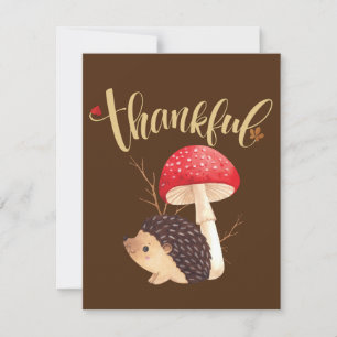 Carte Action de grâce Mignon Kawaii Hérisson  Automne Re