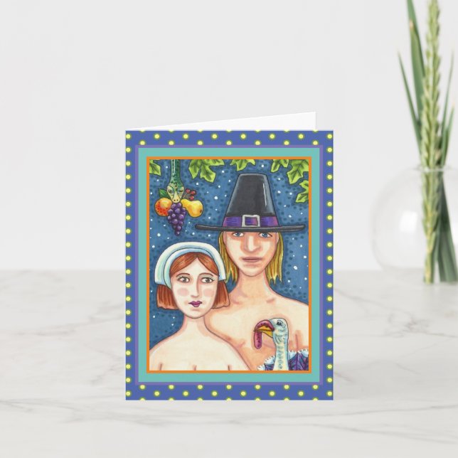 Carte ADAM & EVE PILGRIMS, WHIMSY THANKSGIVING Blank (Devant)