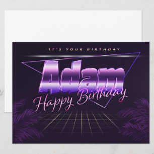 Carte Adam Name Prénom lila retro