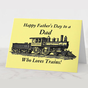 Carte Add Name, Change Text, Train Railroad Father's Day