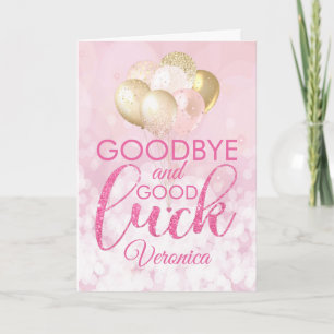 Carte Adieu rose glamour et bonne chance