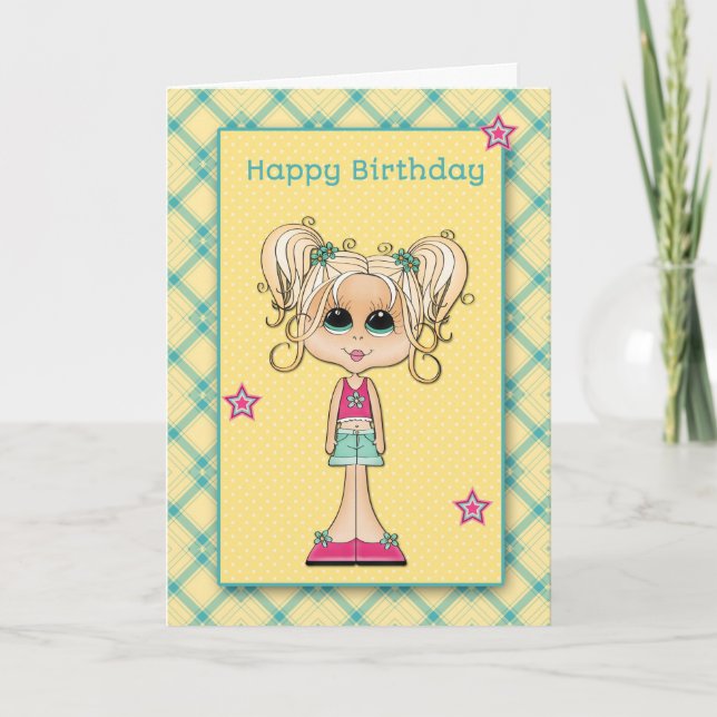 Carte Ado Blonde mignon, Joyeux anniversaire (Devant)